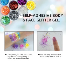 12 Colors Chunky Face Glitter No Glue Cosmetic Body Nail Eye Hair Art Resin Tumbler Glitter Holographic Glitte Glitter Makeup Chunky Sequins Party Glitter for Rave Festival Fine Glitter Eyeshadow 12 Colors Chunky Face Glitter No Glue Cosmetic Body Nail Eye Hair Art Resin Tumbler Glitter Holographic Glitte Glitter Makeup Chunky Sequins Party Glitter for Rave Festival Fine Glitter Eyeshadow