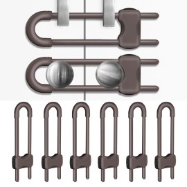 Cabinet Locks for Babies, Baby Proofing Cabinets, 6 Pack U-Shaped Child Locks for Cabinets, Child Proof Cabinet Latches,Child Safety Cabinet Locks with Adjustable by SPISPI(Brown)