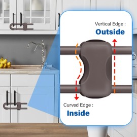 Cabinet Locks for Babies, Baby Proofing Cabinets, 6 Pack U-Shaped Child Locks for Cabinets, Child Proof Cabinet Latches,Child Safety Cabinet Locks with Adjustable by SPISPI(Brown)