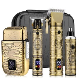 Dumite Professional Hair Clippers for Men,Hair Clippers+T-Blade Trimmer+Electric Shaver+Nose Hair Trimmer Set,4 in 1 Cordless Barber Hair Cutting Kit LCD Display Gifts (Gold) Dumite Professional Hair Clippers for Men,Hair Clippers+T-Blade Trimmer+Electric Shaver+Nose Hair Trimmer Set,4 in 1 Cordless Barber Hair Cutting Kit LCD Display Gifts (Gold)