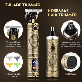 Dumite Professional Hair Clippers for Men,Hair Clippers+T-Blade Trimmer+Electric Shaver+Nose Hair Trimmer Set,4 in 1 Cordless Barber Hair Cutting Kit LCD Display Gifts (Gold) Dumite Professional Hair Clippers for Men,Hair Clippers+T-Blade Trimmer+Electric Shaver+Nose Hair Trimmer Set,4 in 1 Cordless Barber Hair Cutting Kit LCD Display Gifts (Gold)