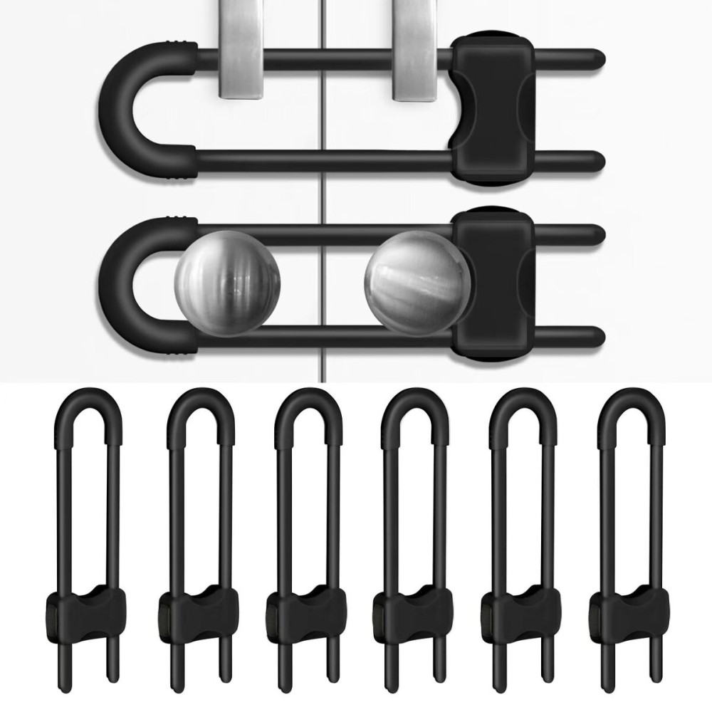 Cabinet Locks for Babies, Baby Proofing Cabinets, 6 Pack U-Shaped Child Locks for Cabinets, Child Proof Cabinet Latches,Child Safety Cabinet Locks with Adjustable by SPISPI(Black)
