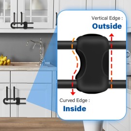 Cabinet Locks for Babies, Baby Proofing Cabinets, 6 Pack U-Shaped Child Locks for Cabinets, Child Proof Cabinet Latches,Child Safety Cabinet Locks with Adjustable by SPISPI(Black)