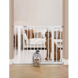 BABELIO New Version Baby Gate with Cat Door Adjustable,29-40 Metal Pet Door for Stairs & Doorways,Pressure Mounted,No Tools Needed,White
