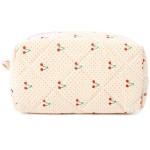 SOIDRAM Floral Makeup Bag Quilted Cosmetic Bag Puffy Coquette Makeup pouch Aesthetic Cute Travel Toiletry Bag Organizer cotton Makeup Brushes Storage Bag for Women