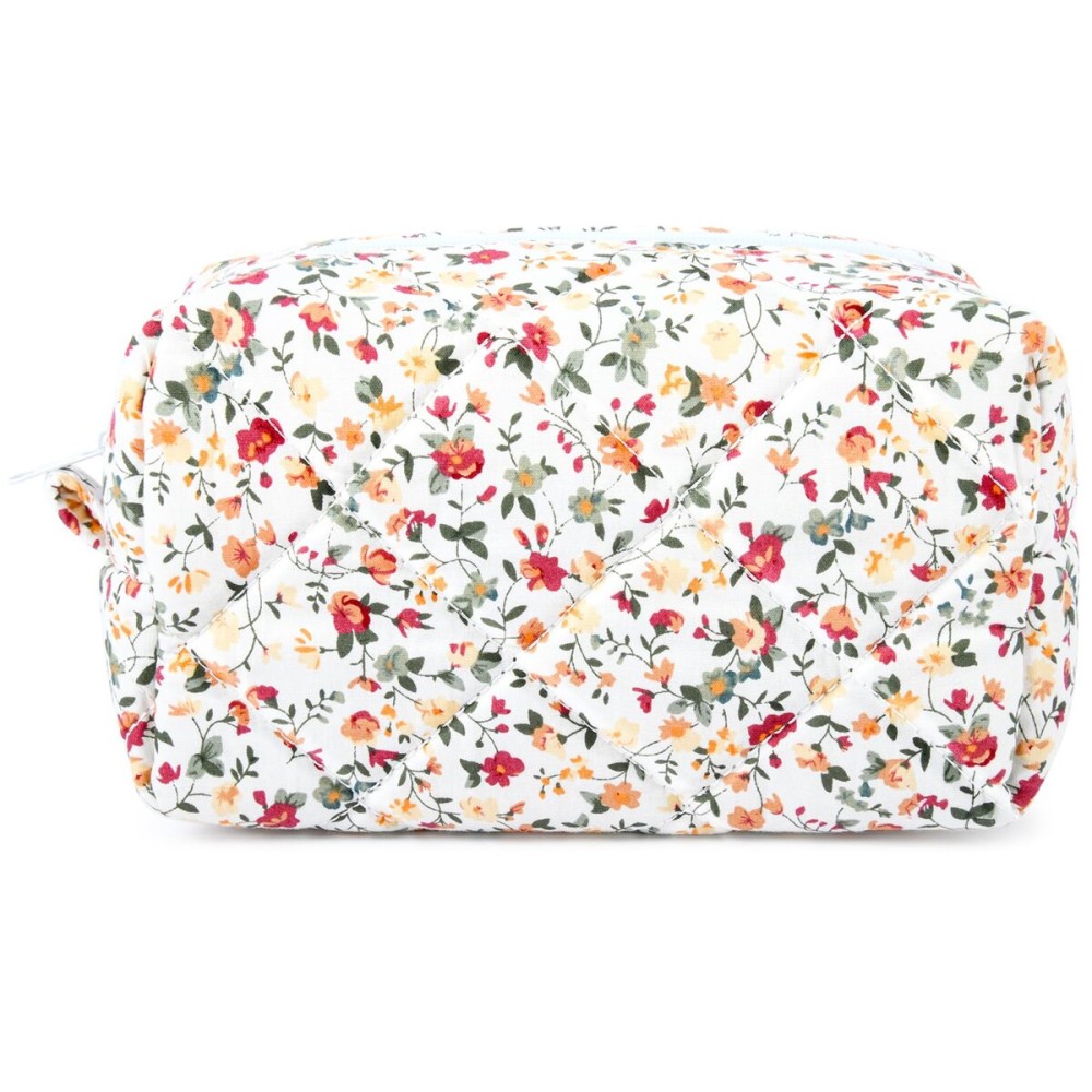SOIDRAM Floral Makeup Bag Quilted Cosmetic Bag Puffy Coquette Makeup pouch Aesthetic Cute Travel Toiletry Bag Organizer cotton Makeup Brushes Storage Bag for Women