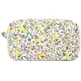 SOIDRAM Quilted Makeup Bag Floral Cosmetic Bag Puffy Coquette Makeup pouch Aesthetic Cute Travel Toiletry Bag Organizer cotton Makeup Brushes Storage Bag for Women