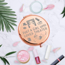 MYOSPARK Drama Theatre Compact Makeup Mirror - Rose Gold Electroplated, 2.6 x 2.8 inches - Foldable, 2-Sided for Drama Lovers - Theater Gifts
