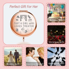 MYOSPARK Drama Theatre Compact Makeup Mirror - Rose Gold Electroplated, 2.6 x 2.8 inches - Foldable, 2-Sided for Drama Lovers - Theater Gifts