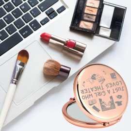 MYOSPARK Drama Theatre Compact Makeup Mirror - Rose Gold Electroplated, 2.6 x 2.8 inches - Foldable, 2-Sided for Drama Lovers - Theater Gifts