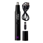 Red by Kiss Nose Hair Trimmer for Men, Rechargeable Cordless Precision Facial Clipper, Waterproof Face Hair Removal Kit, Easy to Clean