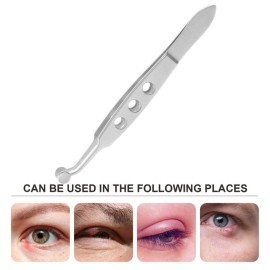 FRCOLOR Meibomian Gland Expressor Tool Stainless Steel Eyelid Massage Tweezers for Dry Eyes Round Tip Eyelid Gland Tweezers