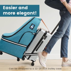 RUCYEN Rolling Car Seat Travel Bag, Padded Carseat Travel Backpack for Airplane,Large Durable Carseat Travel Bag with 4 Wheels,Adjustable Shoulder Strap and Waterproof Base Blue