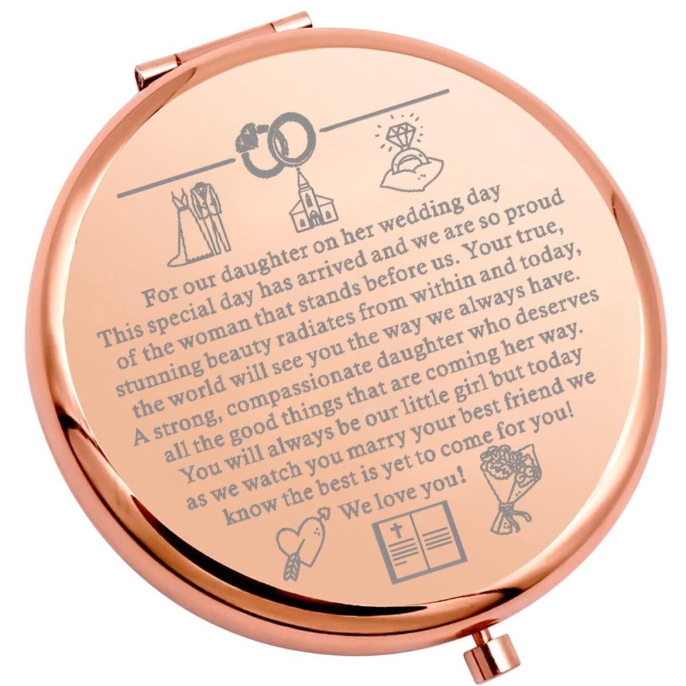 WSNANG Daughter Wedding Gift from Mom Dad Rose Gold Compact Makeup Mirror for Bride to Our Daughter on Her Wedding Gifts (Daughter Wedding Mirror) WSNANG Daughter Wedding Gift from Mom Dad Rose Gold Compact Makeup Mirror for Bride to Our Daughter on Her Wedding Gifts (Daughter Wedding Mirror)