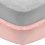 Flannel Crib Sheet 2 Pack, 100% Cotton Flannel, Heavenly Soft Fitted Sheet for Standard Crib (28 X 52) and Toddler Mattresses, Grey&Pink