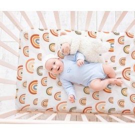 Jola\'s House 4 Pack N Play Sheets - Mini Crib Sheets Boho Nursery Sheets, Sunshine & Rainbow Design - Neutral Unisex Fitted Baby Crib Sheets for Baby Boys or Girls