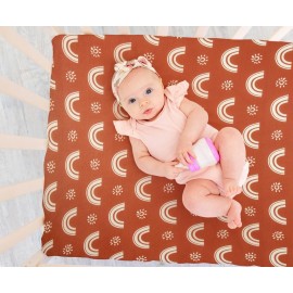 Jola\'s House 4 Pack N Play Sheets - Mini Crib Sheets Boho Nursery Sheets, Sunshine & Rainbow Design - Neutral Unisex Fitted Baby Crib Sheets for Baby Boys or Girls