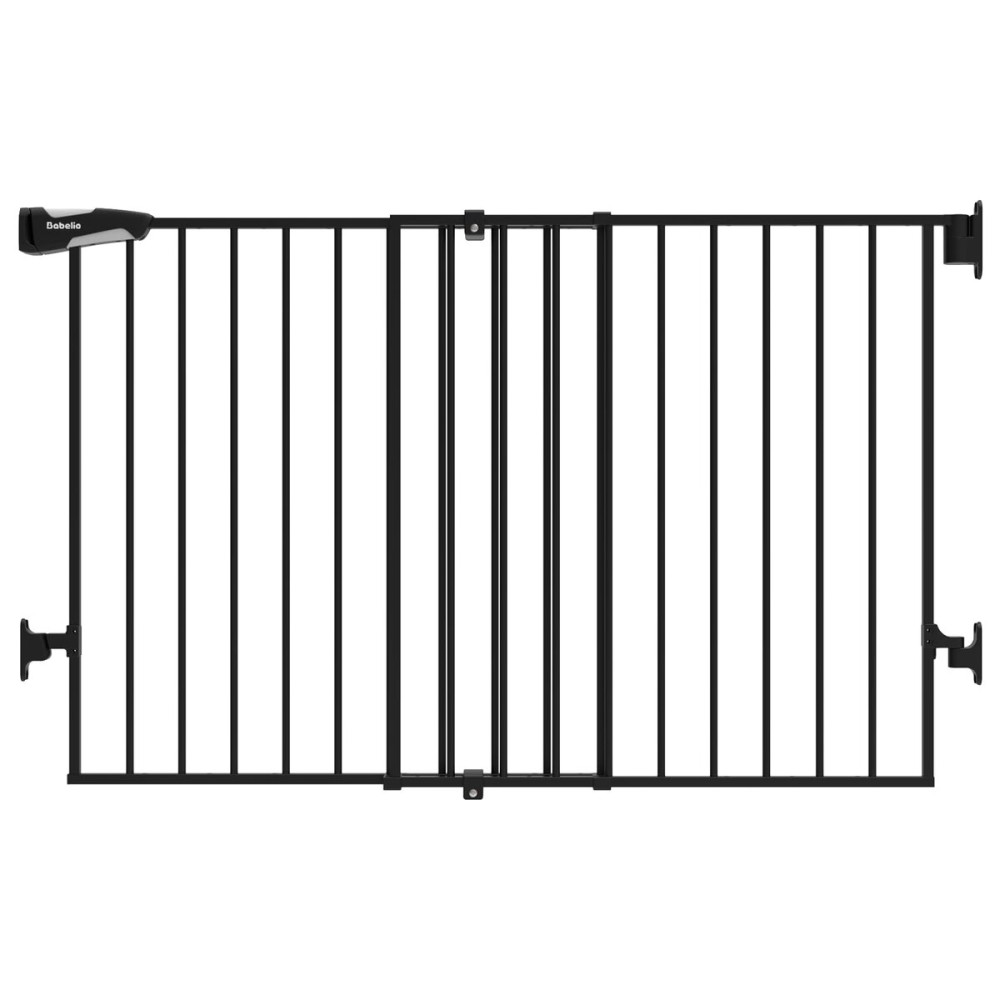 Babelio 31.5-55 No Bottom Bar Baby Gate Extra Wide, 2-in-1 Auto Close Dog Gate for The House, Stairs and Doorways, with Large Walk Thru Door, Black
