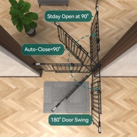 Babelio 31.5-55 No Bottom Bar Baby Gate Extra Wide, 2-in-1 Auto Close Dog Gate for The House, Stairs and Doorways, with Large Walk Thru Door, Black