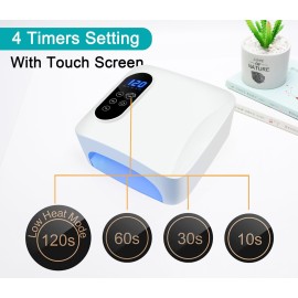 72W Cordless Led Nail Lamp, Rechargeable Nail Dryer, Portable Gel UV Led Nail Light with 4 Timer Setting Sensor, Professional Wireless Gel Nail Lights Nail Art Manicure Tools for Home and Salon