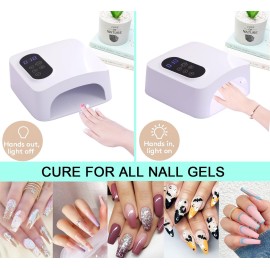 72W Cordless Led Nail Lamp, Rechargeable Nail Dryer, Portable Gel UV Led Nail Light with 4 Timer Setting Sensor, Professional Wireless Gel Nail Lights Nail Art Manicure Tools for Home and Salon