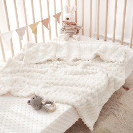 HOMRITAR Flannel Fleece Fluffy Fuzzy Blanket for Baby 3D Jacquard Soft Warm Plush Bed Blankets for Home Decor, Toddler Infant or Newborn Receiving Blanket (30 x 40 Inch, Cream)