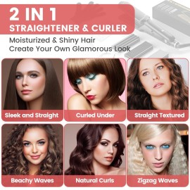 Sixriver Hair Crimper for Women - Ceramic Waver Hair Tool with 4-in-1 Flat Crimping Iron Plates, 15s Fast Heating, Volumizing Hair Crimper, for All Hair Types - Black