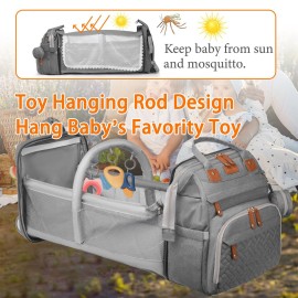 Astro alan Baby Diaper Bags with Changing Station, Waterproof Diaper Bag Backpack for Moms Dads with USB Charging Port, Baby Shower Gifts, Large Capacity diaper backpack, Grey