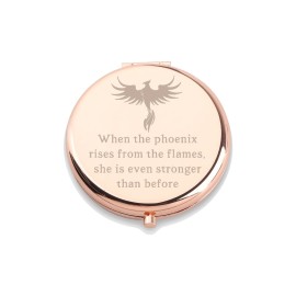 WUSUANED Inspirational Quote Gift Phoenix Rising Makeup Mirror When The Phoenix Rises from The Flames Phoenix Lover Gifts (Phoenix Rising Makeup Mirror)