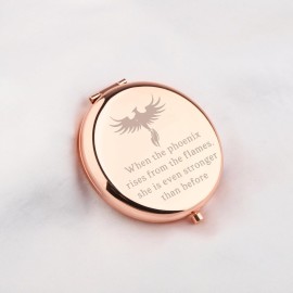 WUSUANED Inspirational Quote Gift Phoenix Rising Makeup Mirror When The Phoenix Rises from The Flames Phoenix Lover Gifts (Phoenix Rising Makeup Mirror)