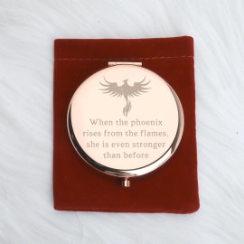 WUSUANED Inspirational Quote Gift Phoenix Rising Makeup Mirror When The Phoenix Rises from The Flames Phoenix Lover Gifts (Phoenix Rising Makeup Mirror)