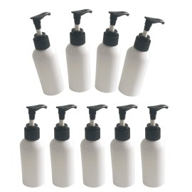 LGEGE 9pcs Travel Size Pump Bottle Set, 5 Oz White Bottle Dispenser, Bottle for Shower Gel, Shampoo, Body Lotion, Cream