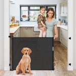 Retractable Dog Gates for Doorways 33 Tall X 55 Wide Mesh Baby Gate for Dogs Retractable Outdoor Baby Gate for Stairs Child Proof Gates Indoor for Toddlers Durable Soft Anti-Scratch Mesh, Black