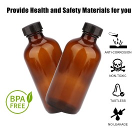 Maredash 4oz Amber Glass Bottles, Boston Round Glass Bottles (50 Pack) with Leak-proof Caps, Refillable Container for Homemade Vanilla Extract, Essential Oils, Herbal Medicine and More
