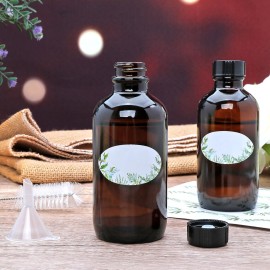 Maredash 4oz Amber Glass Bottles, Boston Round Glass Bottles (50 Pack) with Leak-proof Caps, Refillable Container for Homemade Vanilla Extract, Essential Oils, Herbal Medicine and More