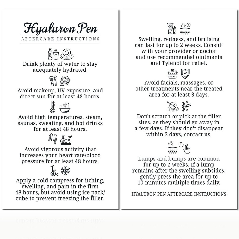 Havongki - 100 Pack - Premium Hyaluron Pen Lip Filler Aftercare Instructions Card 2 x 3.5 Accessories Supplies Kit Care - HP07A100_N