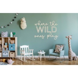 Playroom Wall Decor, 24 XL 3D Where The Wild Ones Play Nursery Sign Wooden Wall Art Decoration for Kids Toddler Room Decor Boys and Girls Home Bedroom Word Sign (Wood - Natual Color)