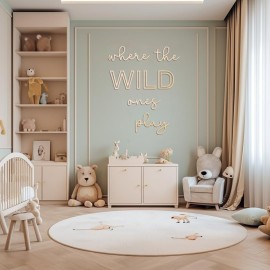 Playroom Wall Decor, 24 XL 3D Where The Wild Ones Play Nursery Sign Wooden Wall Art Decoration for Kids Toddler Room Decor Boys and Girls Home Bedroom Word Sign (Wood - Natual Color)