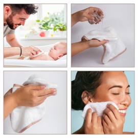 Soft Washcloths Set - Absorbent, Natural Baby Wash Cloth for Delicate Skin - Large 12x12 Baby Bath Towels - Newborn Face Towel (White)