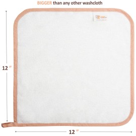 Soft Washcloths Set - Absorbent, Natural Baby Wash Cloth for Delicate Skin - Large 12x12 Baby Bath Towels - Newborn Face Towel (White)