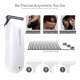 Red by Kiss Hair Clipper, Mini Cordless Hair Trimmer, Long Lasting Hair Cutting Kit, USB-C Rechargeable Haircut Beard Trimming Clippers for Men Women Kids, Portable Grooming Kit (White)