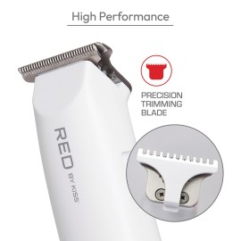 Red by Kiss Hair Clipper, Mini Cordless Hair Trimmer, Long Lasting Hair Cutting Kit, USB-C Rechargeable Haircut Beard Trimming Clippers for Men Women Kids, Portable Grooming Kit (White)
