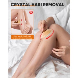 ONULISS Curved Crystal Hair Eraser for Women and Men, Reusable Magic Nano Crystal Hair Removal Stone, Portable Painless Exfoliation Epilator Device Tool for Legs Arms Back, Wood