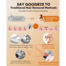 ONULISS Curved Crystal Hair Eraser for Women and Men, Reusable Magic Nano Crystal Hair Removal Stone, Portable Painless Exfoliation Epilator Device Tool for Legs Arms Back, Wood