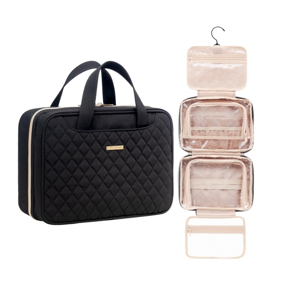 Everfun Hanging Travel Toiletry Bag for Women Traveling With Leakproof Compartment Makeup Cosmetic Organizer Dopp Kit Travel Accessories Essentials Must Have