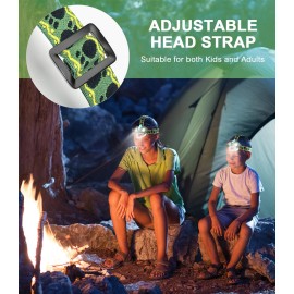 Aubllo Kids Headlamp - LED Dinosaur Headlamp with Adjustable Headband for Boys and Girls, 3 Lighting Modes - Perfect for Camping, Hiking, and Reading - Ages 3-12+