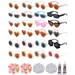 Kanayu 326 Pcs Kids Sunglasses DIY Kit Includes 24 Pair Round Flower Sunglasses with 200 Letter Bead 2 Glue 100 Daisy Charm