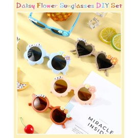 Kanayu 326 Pcs Kids Sunglasses DIY Kit Includes 24 Pair Round Flower Sunglasses with 200 Letter Bead 2 Glue 100 Daisy Charm