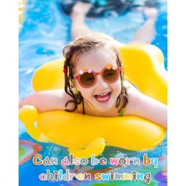 Kanayu 326 Pcs Kids Sunglasses DIY Kit Includes 24 Pair Round Flower Sunglasses with 200 Letter Bead 2 Glue 100 Daisy Charm