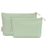 Wandering Nature Makeup Bag Small Cosmetic Bag for Purse 2 Pack Small Make Up Pouch Vegan Leather Cute Travel Pouch with Zipper for Women, Green